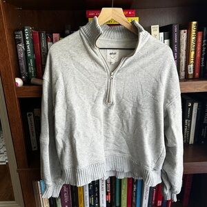 Aerie Gray Quarter-Zip Sweater